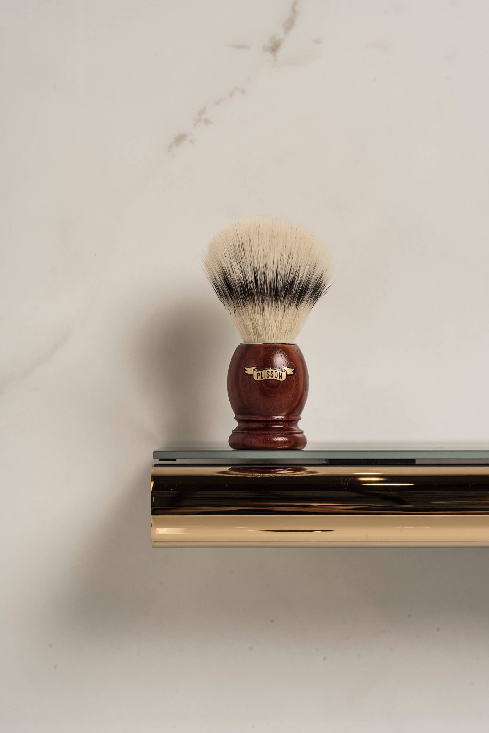 Plisson 1808 - Wholesale Shave Brush - Men's - Santos Rosewood Shaving Brush 'High Mountain White' Fiber1