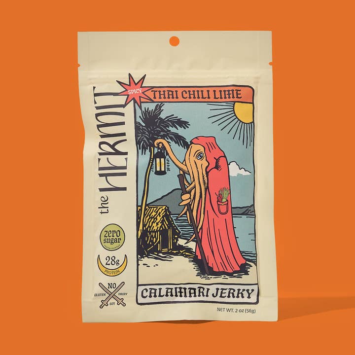 Calamari Jerky - Thai Chili Lime - 2oz for wholesale by The Hermit Calamari Jerky