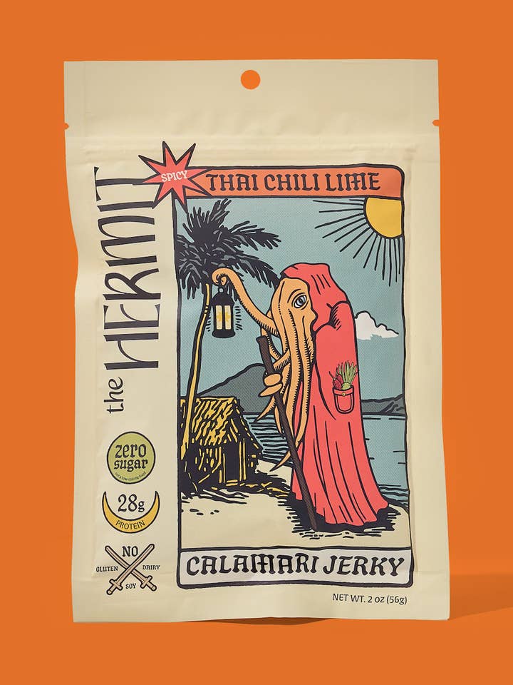 Calamari Jerky - Thai Chili Lime (2oz) for wholesale by The Hermit Calamari Jerky