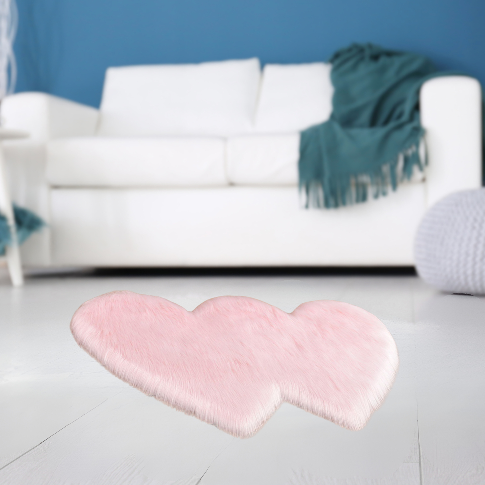 DrifWoo – wholesale Area rug – Fluffy Double Heart Mat Faux Non-slip Decorative Rug2