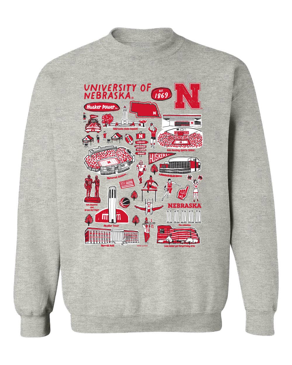 Vive La Fete - Wholesale Graphic Sweatshirt - Women's - University of Nebraska Huskers Vive La Fete Impressions Red Cotton Crewneck Sweatshirt for Women1