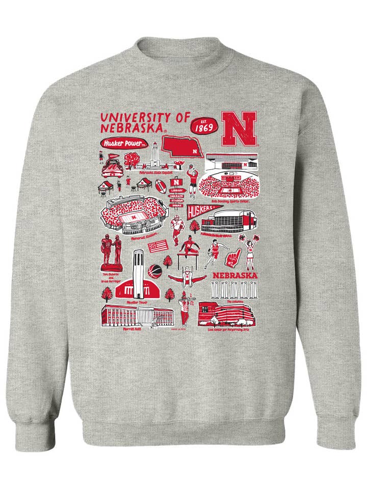 Vive La Fete - Wholesale Graphic Sweatshirt - Women's - University of Nebraska Huskers Vive La Fete Impressions Red Cotton Crewneck Sweatshirt for Women1