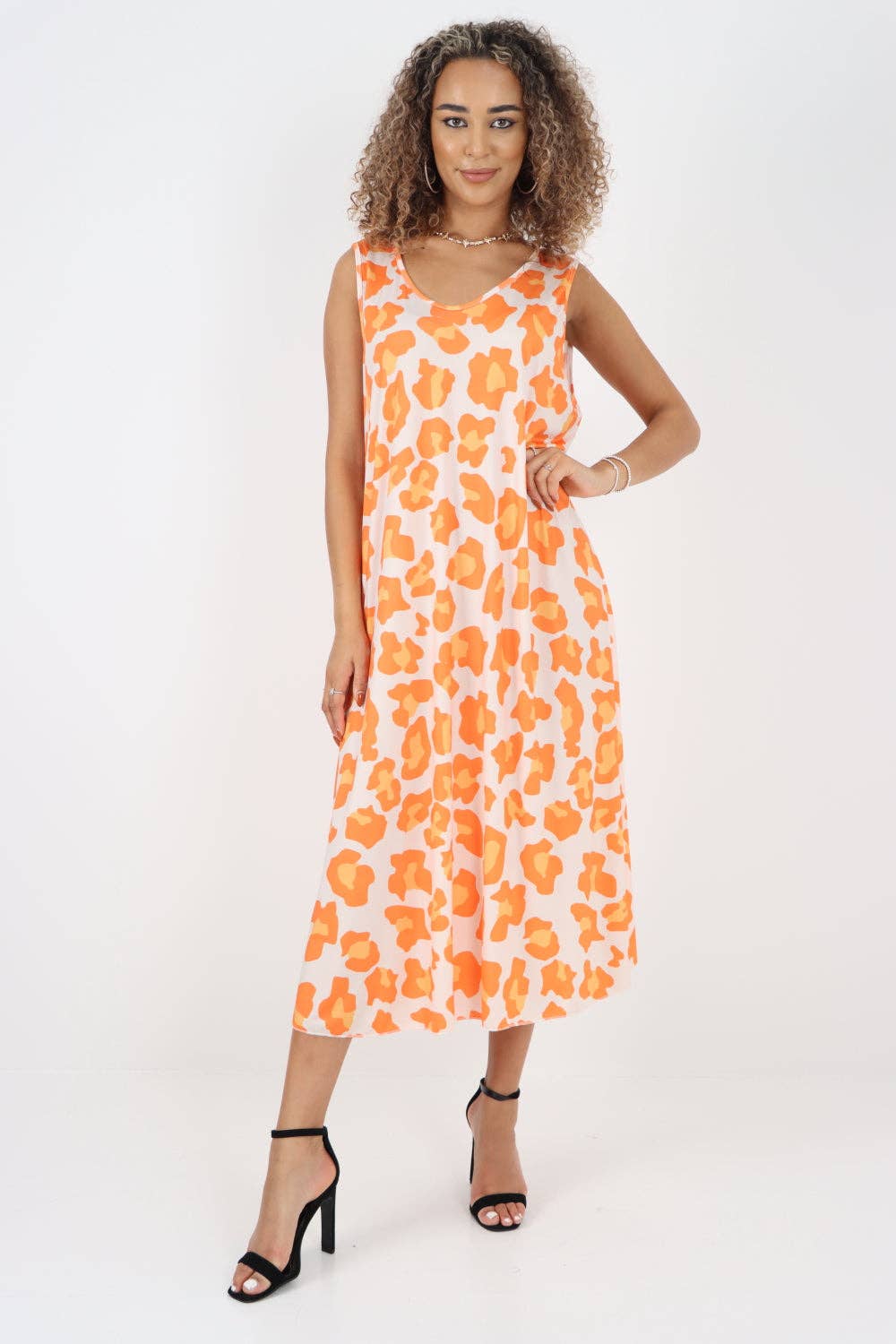 Miss Bold - Vendita all'ingrosso Vestito - Donna - Abito longuette senza maniche con stampa animalier italiana20