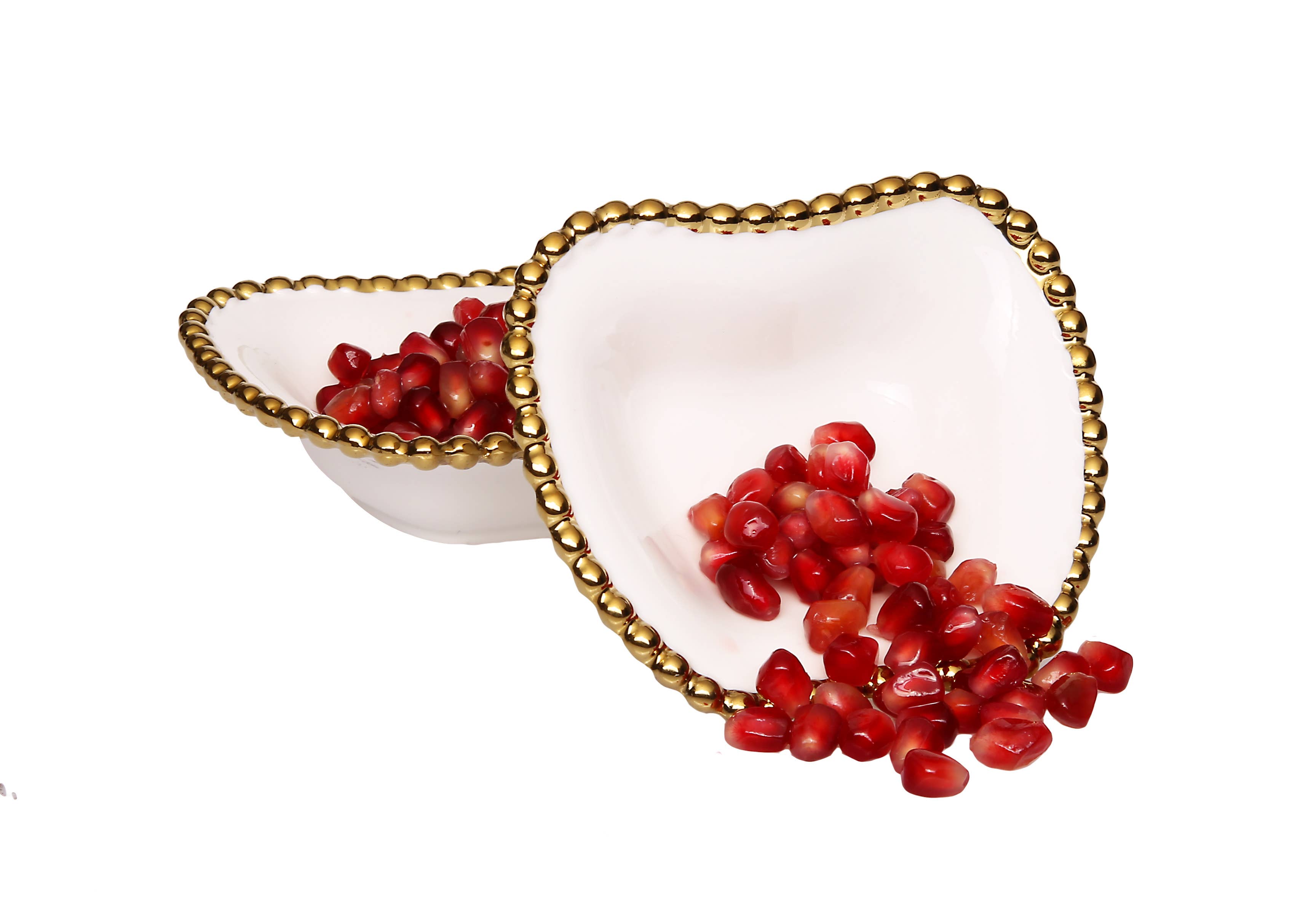 CLASSIC TOUCH DECOR INC. – wholesale Decorative plate/dish/bowl – 4.5”L Set Of 2 Apple Shaped Dishes Porcelain White2