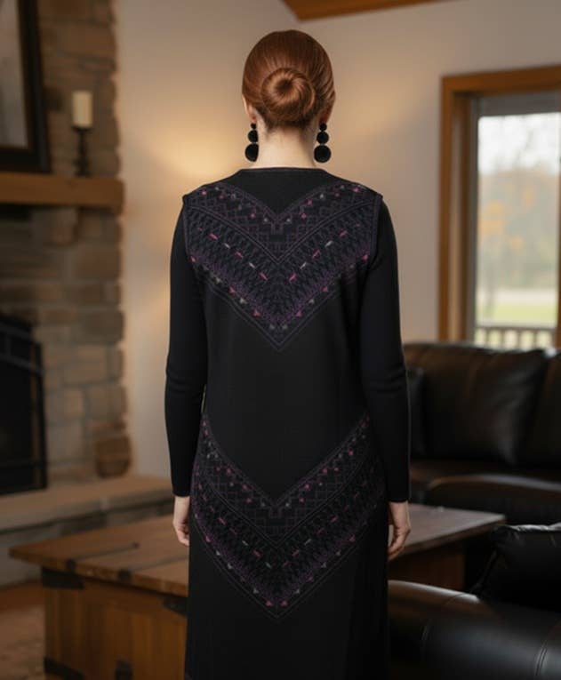 Zwart en paars 100% ALPACA - OMKEERBAAR VEST TAOS voor groothandel op Faire1