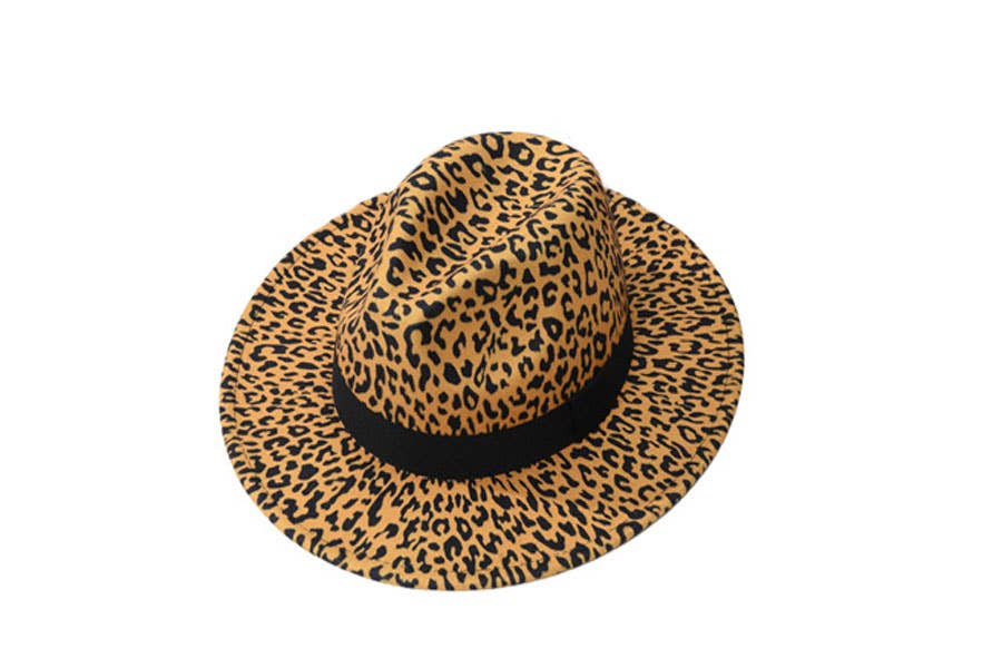 Nima Accessories Inc - Wholesale Fedora - Women's - Ladies Polyester Animal Leopard Print Belt Decor Fedora Hat2