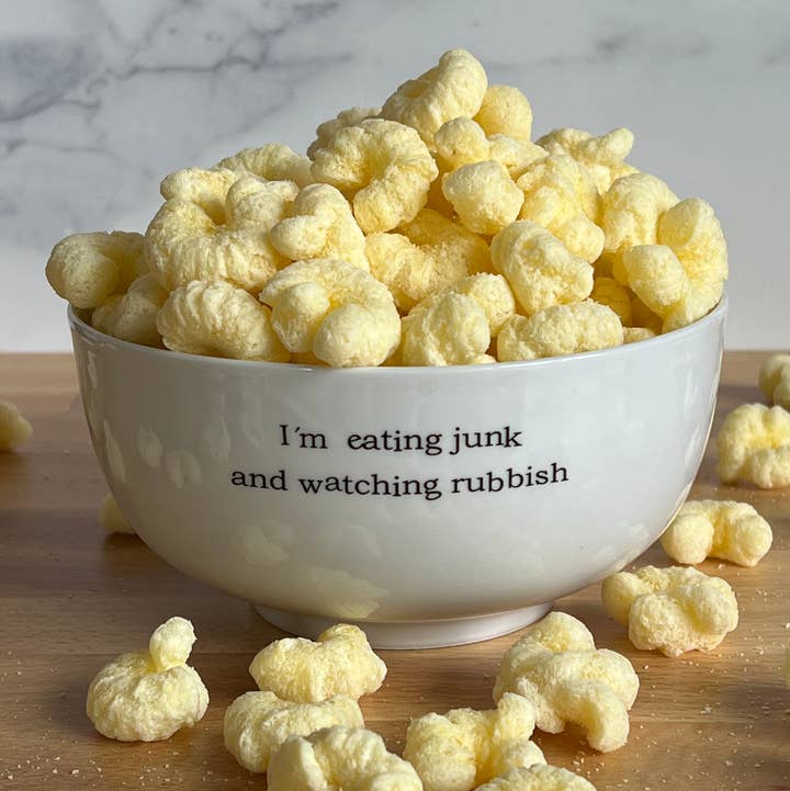 Buffalovely - Wholesale Bowl - Eating Junk + Watching Rubbish Ceramic Snack or Cereal Bowl2