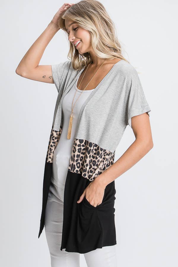 H GRIGIO CARDIGAN APERTO ANIMALIER E TINTA UNITA in vendita all'ingrosso su Faire10