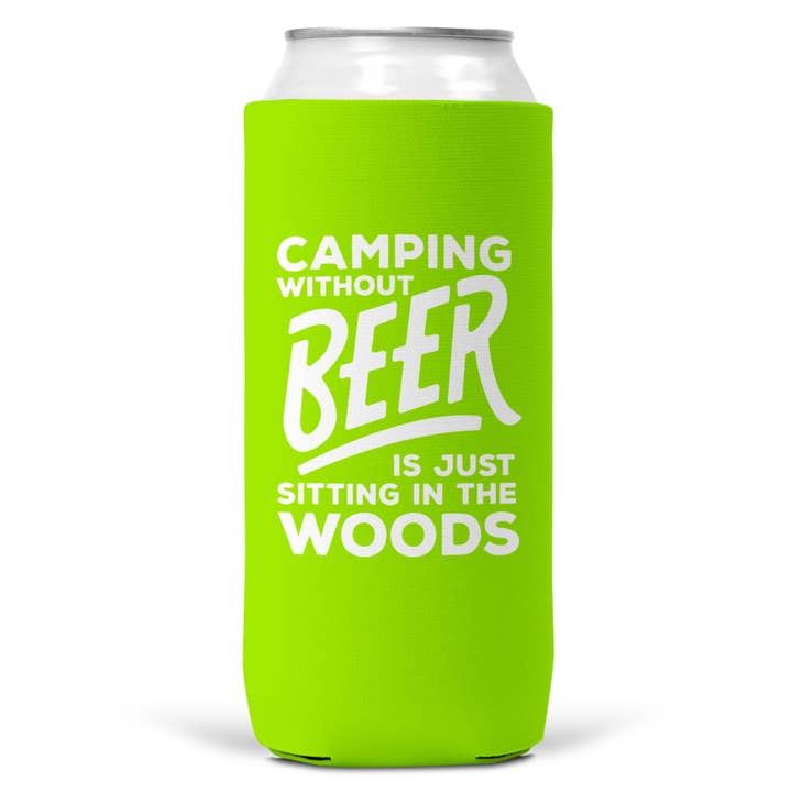 Wi-Wear - Wholesale Drink Huggers & Koozies - Camping Without Beer Is Just Sitting In The Woods SLIM CAN3