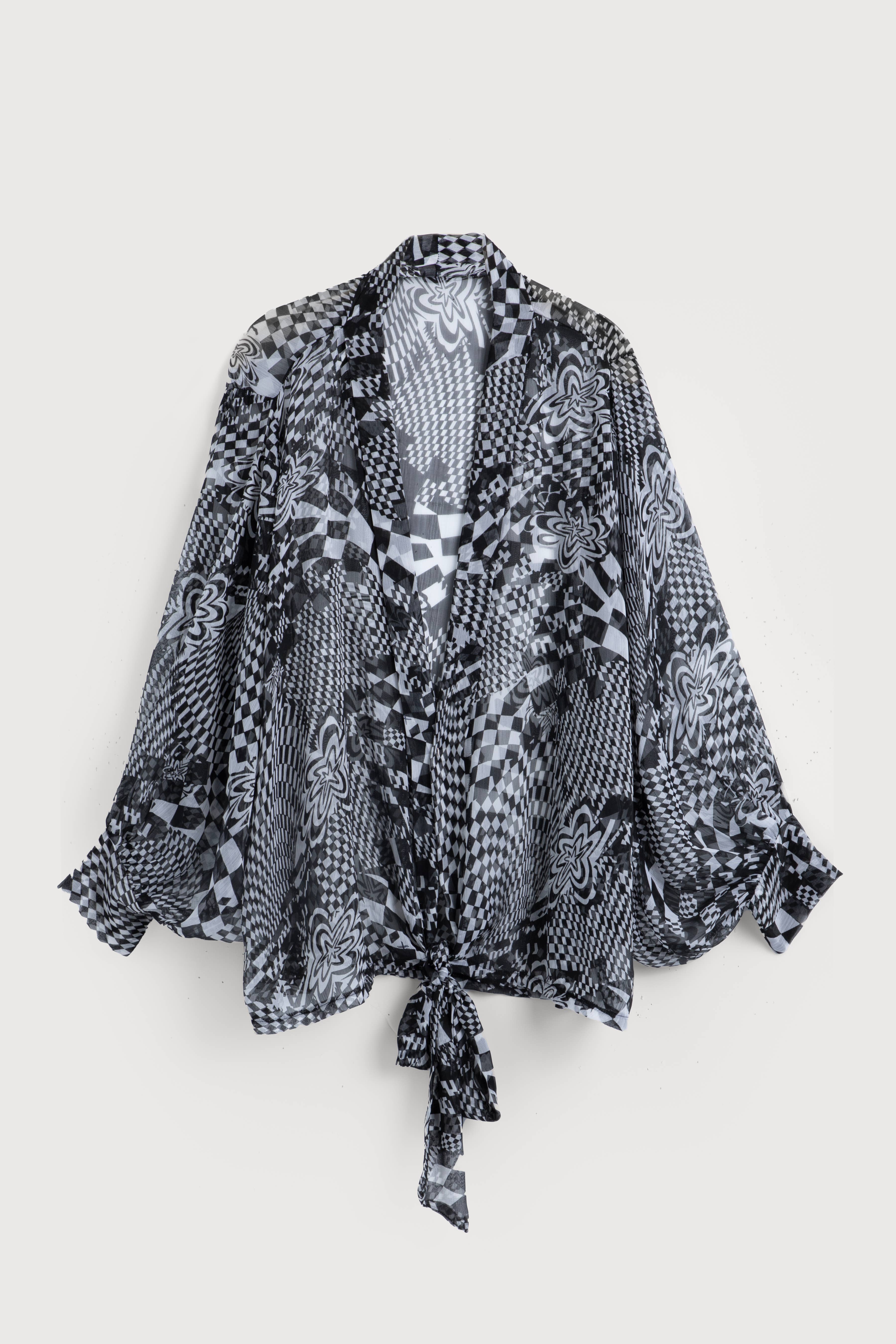 SAACHI - Vente Kimono – femme - Kimono hypnotique à nouer sur le devant9