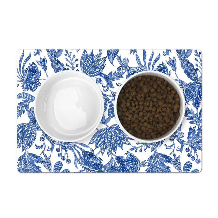 Pet Placemat, Floral Batik, Blue and White for wholesale by Aliza Darik