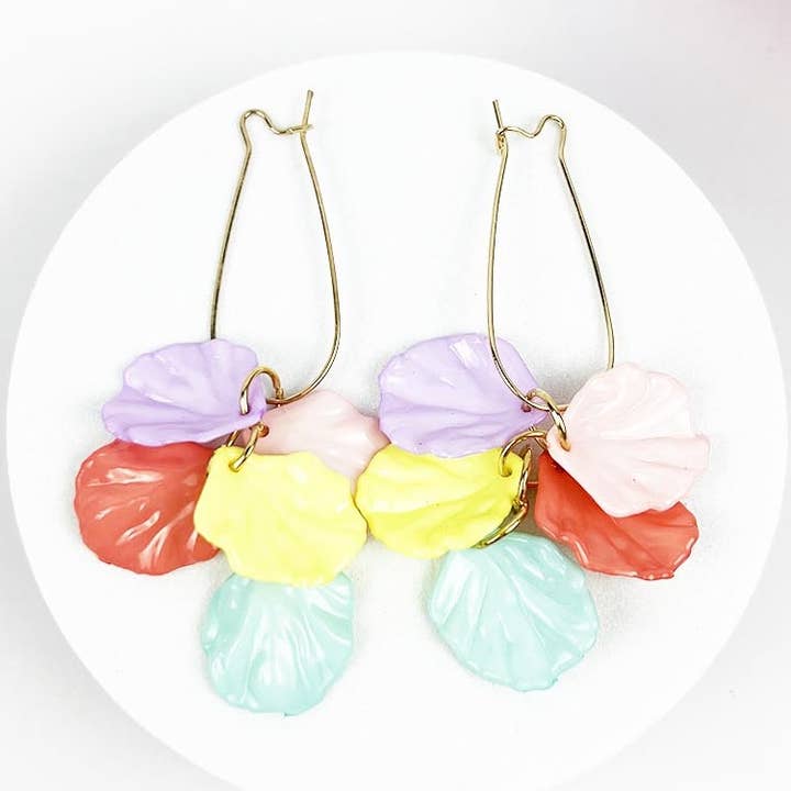 COLORFUL LEAF CHARM THREADER DROP EARRING for wholesale by JHP Collection