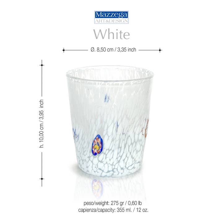 Mazzega Art & Design - Wholesale Drinking Glass/Cup - Handmade Blown Glass Goto Tumbler Glasses with Murrine Murano - The Colors of Murano - “Tumbler 350 ml. 4