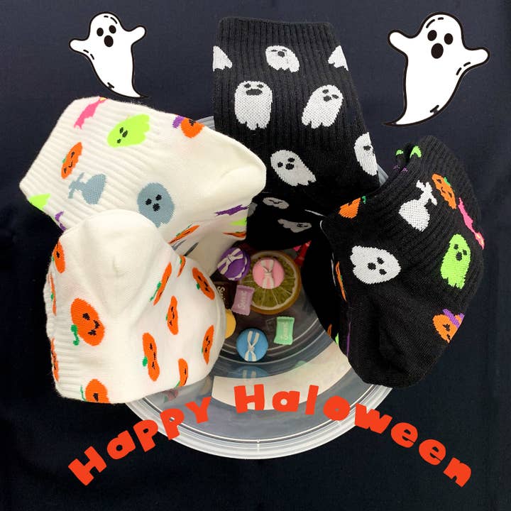 7DAYSSOCKS - Wholesale Socks - Women's - Women's Crew Halloween Emoticon Socks10