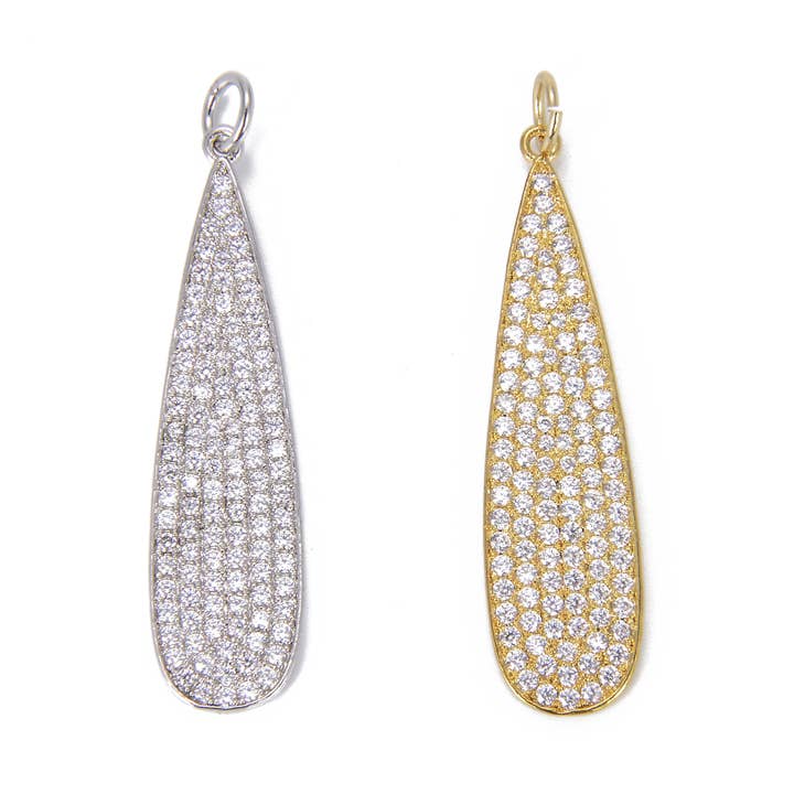 Gold Filled Teardrop Charm Pendant CZ Micro Pave, CP805 for wholesale by Beads Creation