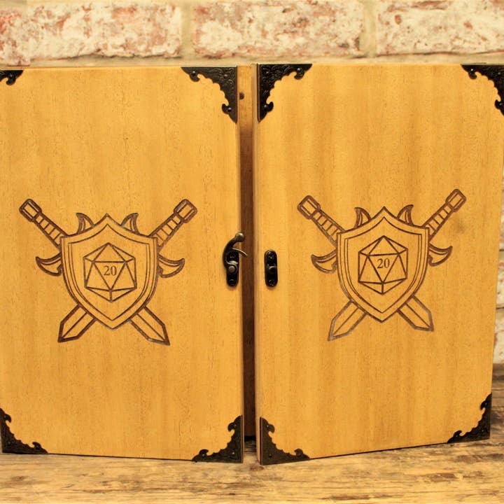 Fandomonium - Wholesale Board Game - Wooden Dungeon Master Screen - D20 Sigil Design