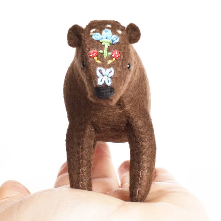 DIY Felt Sewing & Embroidery Craft Kit - Woodland Bear for wholesale by DelilahIris Designs