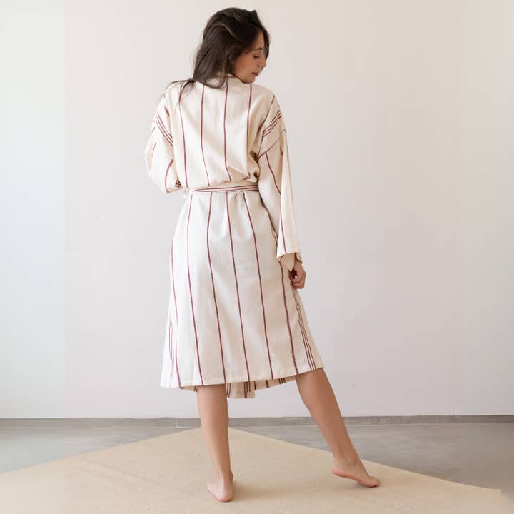 Vivamaison - Vendita all'ingrosso Vestaglia - Unisex - Kimono a Righe in Cotone Premium, Comfort Leggero25