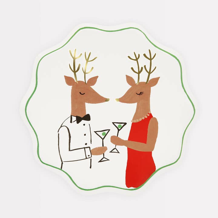 Mr. & Mrs. Reindeer Side Plates for wholesale by Meri Meri