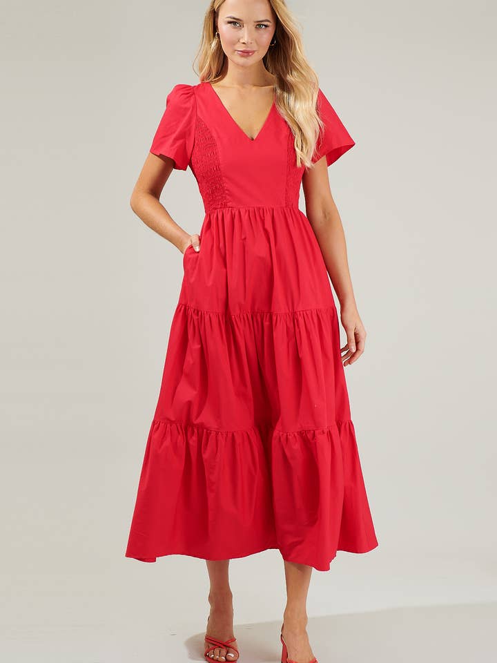 Sugarlips - Wholesale Dress - Women's - Alexis Poplin Tiered Midi Dress