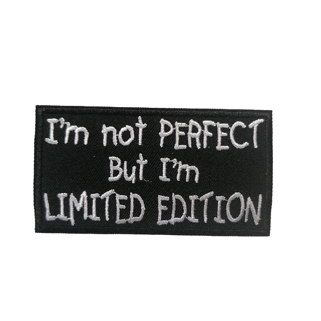 noir Patch biker avec message « I'm not perfect » en vente sur Faire