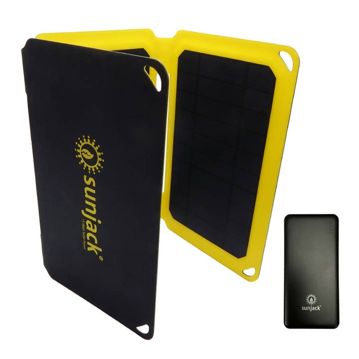 SunJack 15W Portable Solar Panel Charger + 10k mAh Powerbank for wholesale by SunJack