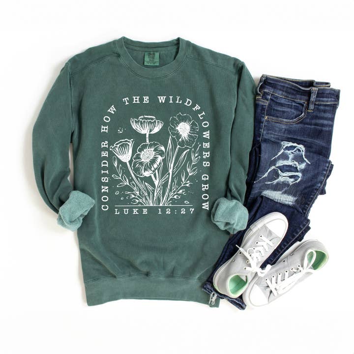 Wildflowers Grow | Garment Dyed Sweatshirt for wholesale by Uplifting Threads Co Wholesale