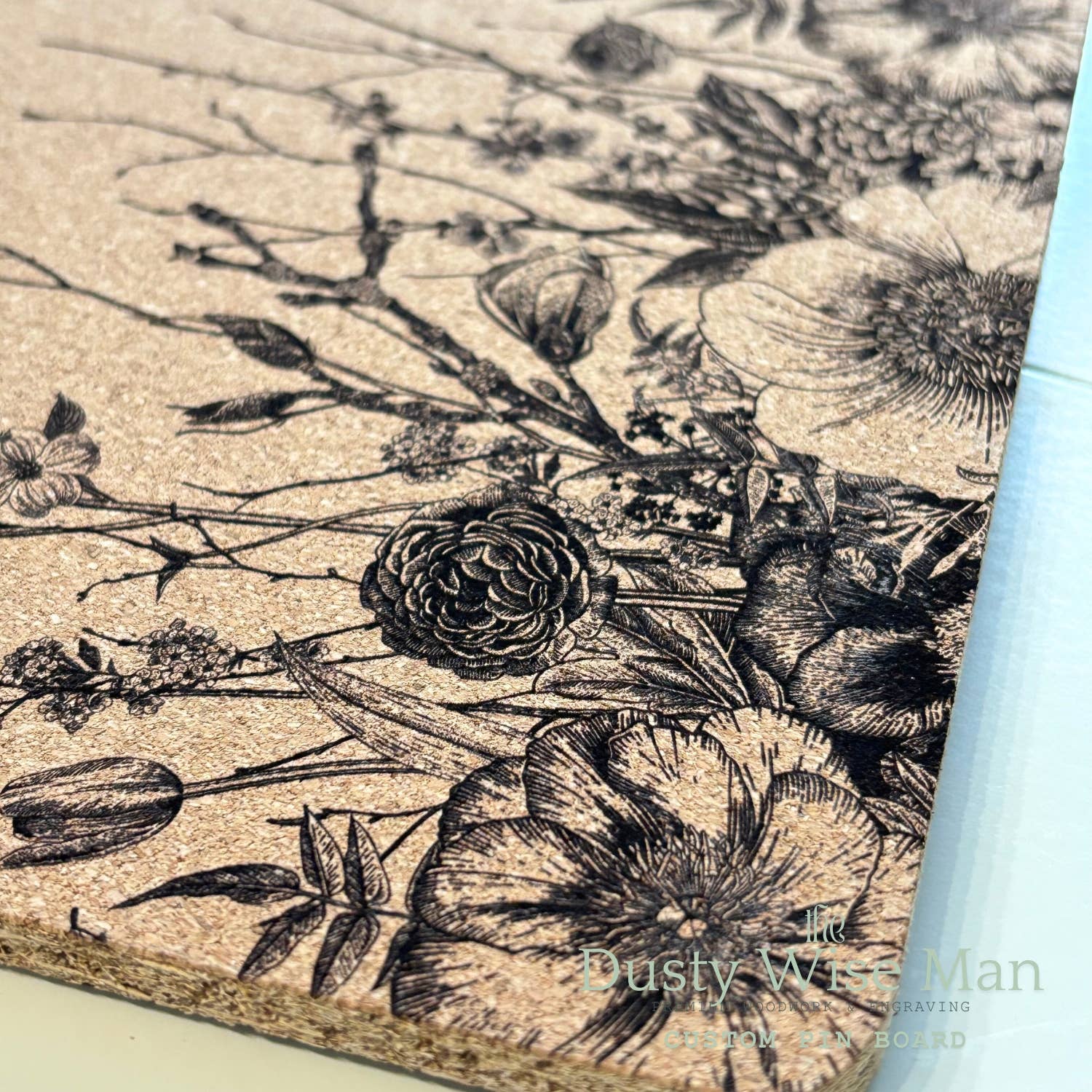 The Dusty Wise Man - Wholesale Bulletin Board - Vintage Floral Custom Cork Pin Board, Bulletin Board1
