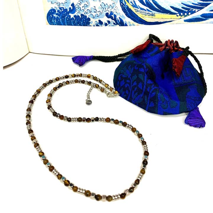 Atisha Spiritual Shop - Venta al por mayor Collares de cuentas/perlas - COLLAR SHAMADI ~ de piedra dura natural, granos y anillos de acero inoxidable1