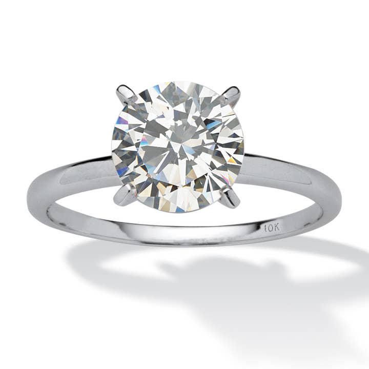 2 Carat Cubic Zirconia Solitaire Ring in 10k White Gold for wholesale by PalmBeach Jewelry