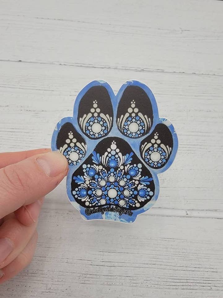 Paw Mandala Design Vinyl Sticker for wholesale by Shelly Whidbey Arts