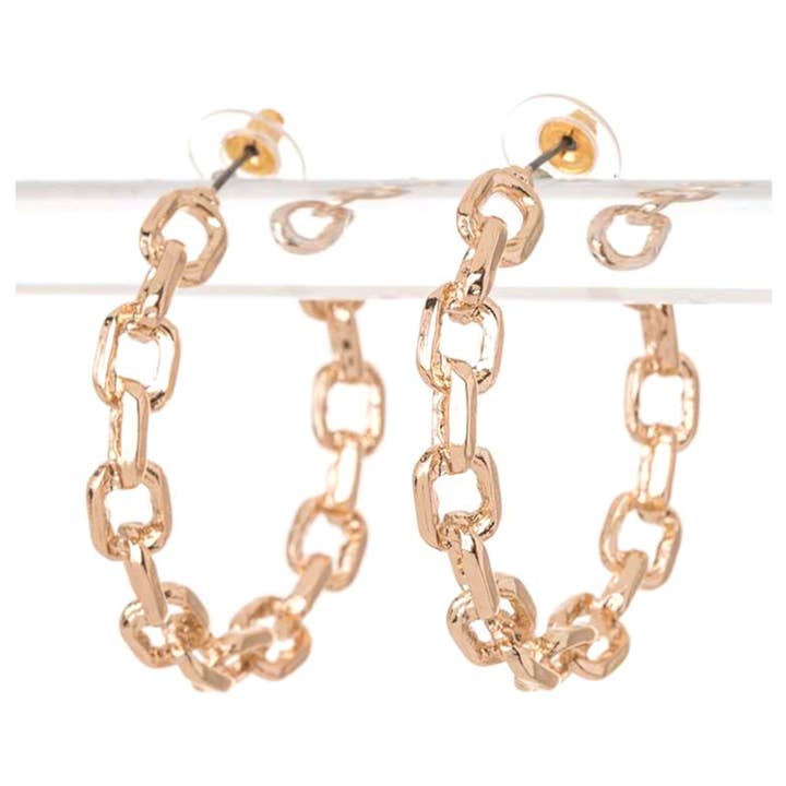 Chain Texture Iconic Hoops for wholesale by LA Jewelry Plaza