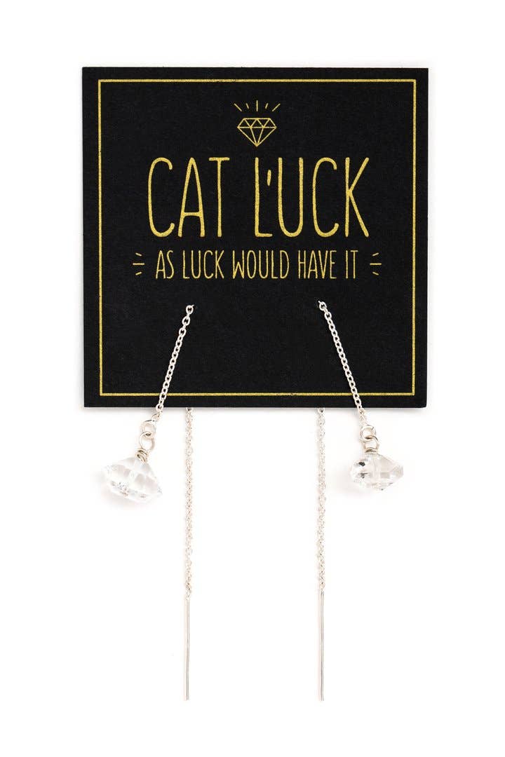 Collarbone Jewelry - Wholesale Dangle Earrings - Cat Luck Herkimer Diamond Ear Threads1