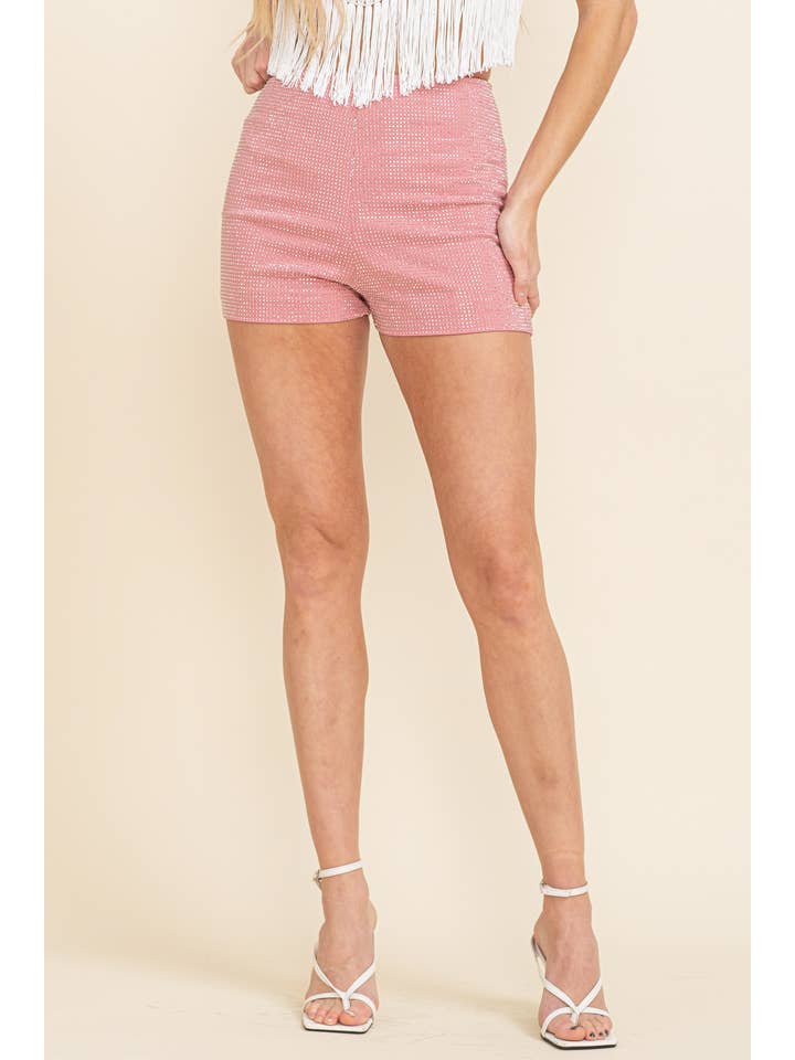 Cloud Ten - Wholesale Shorts - Women's - CP6126A-1 - RHINESTONE ZIP SHORTS