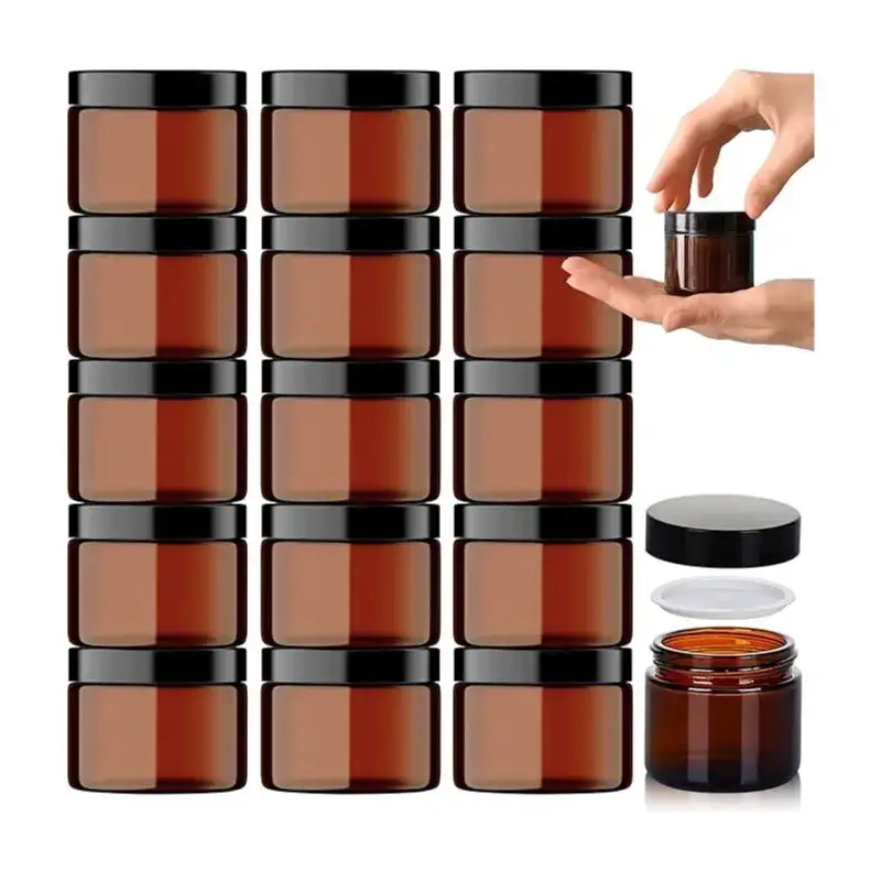 Jara Trading - Vente Pots - Pots en verre ambré pour cosmétiques, rangement, voyage, beauté2