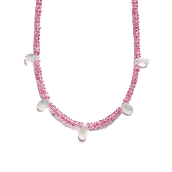 Collier en pierres précieuses avec perles de tourmaline rose et pierre de lune - Felicity pour la vente par Julia Szendrei Jewelry
