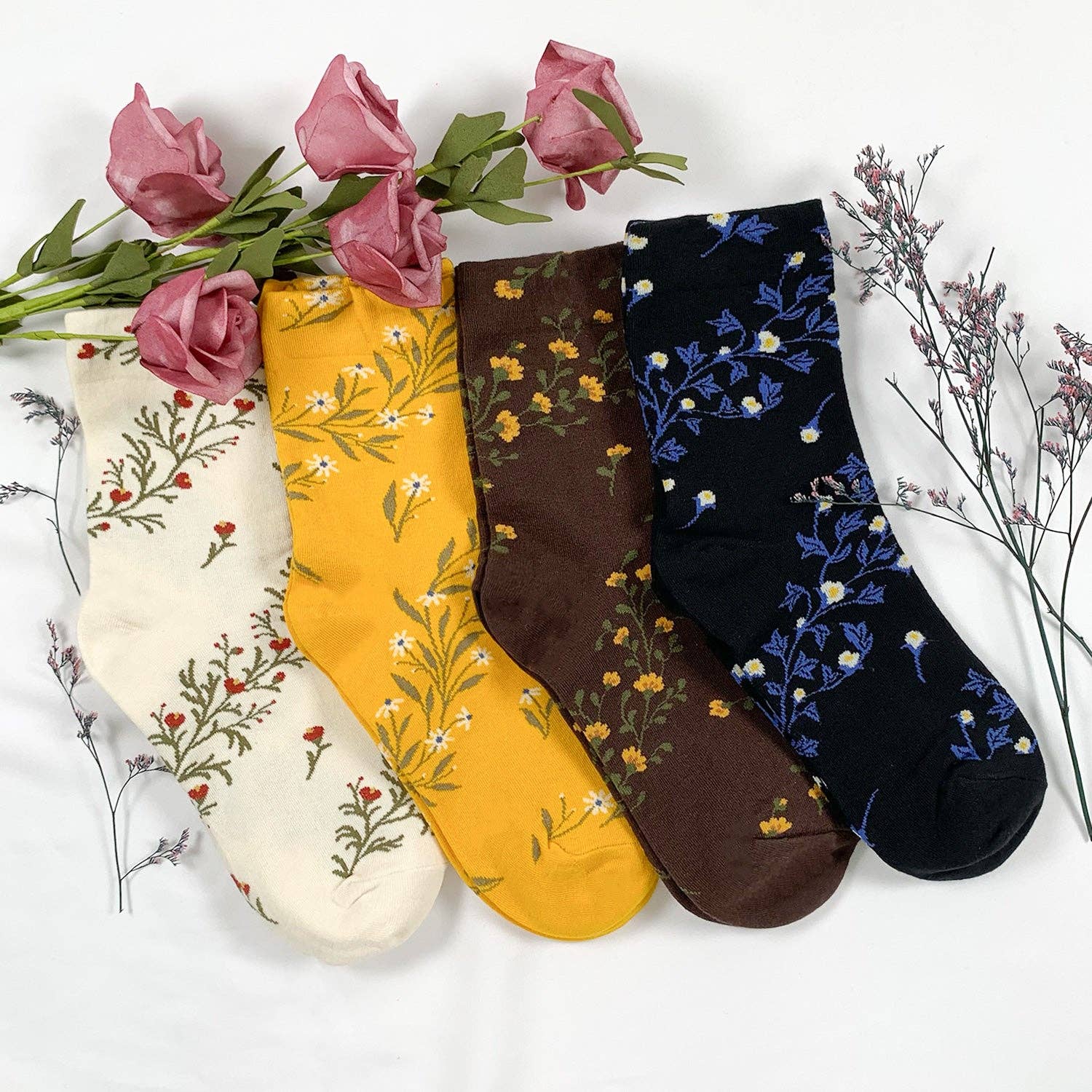 7DAYSSOCKS - Vente Chaussettes – femme - Chaussettes Crew Twist Flower pour femmes5