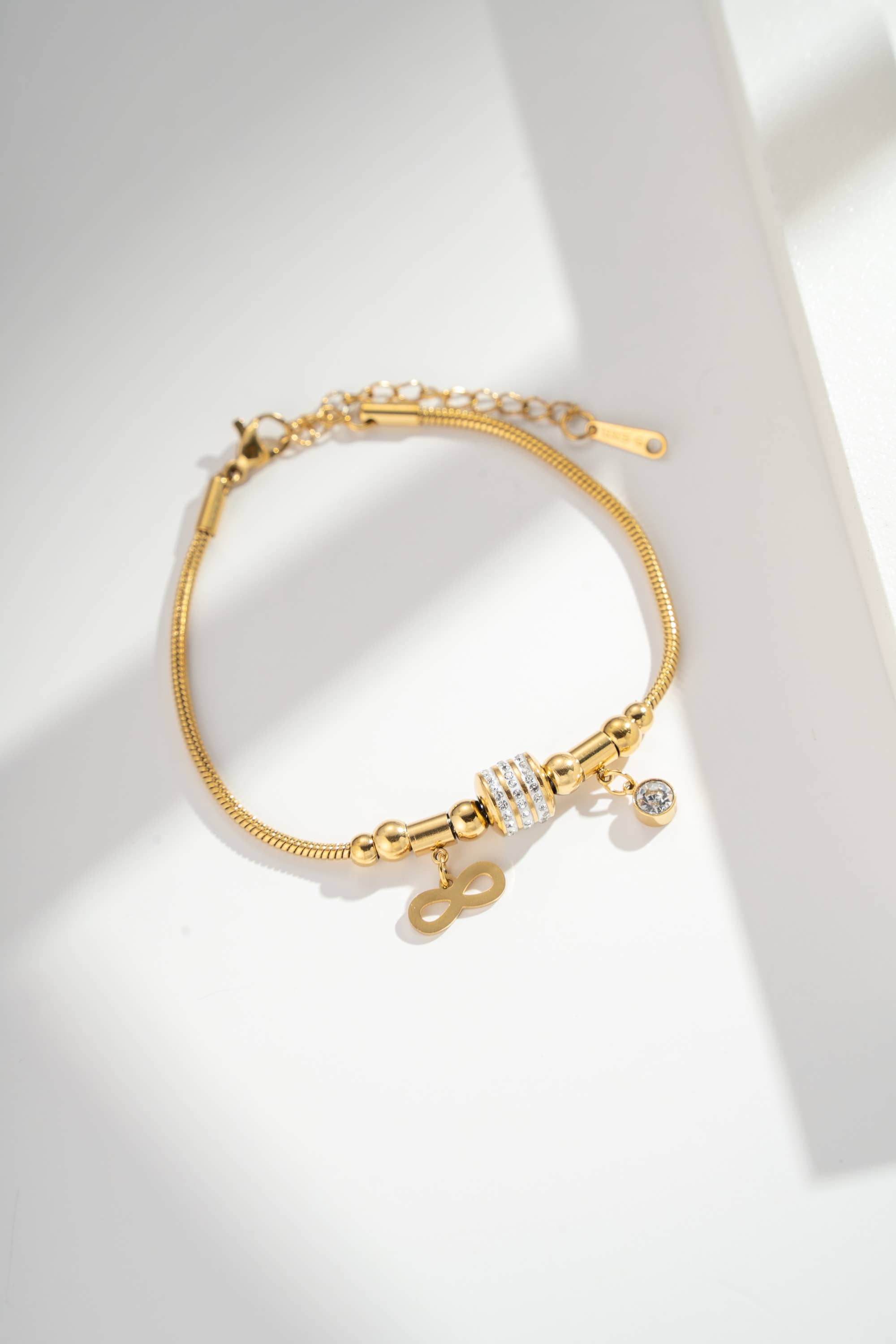 COSMOS - Wholesale Charm/Dangle Bracelet - Gold Steel Infinity Bracelet with Rhinestones Chic Fashion Parties1