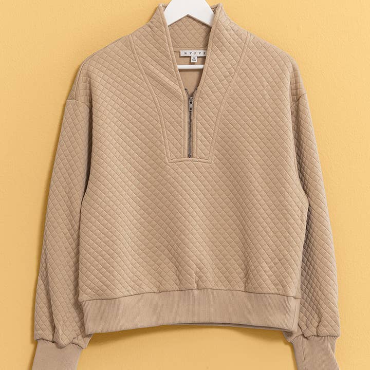 HYFVE - Wholesale Sweatshirt - Women's - HF25C418-Quilted Half Zip Pullover