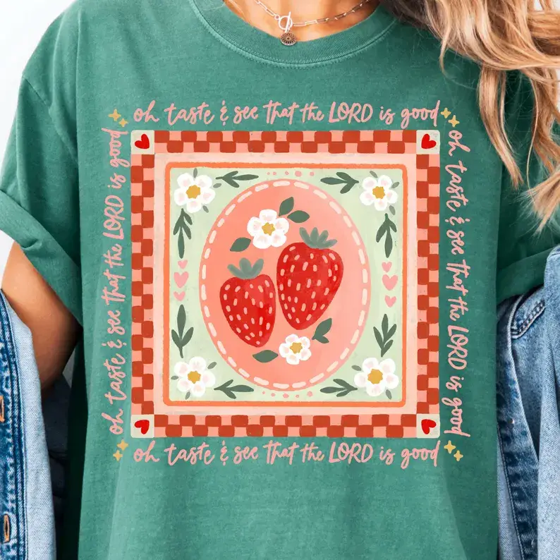 Front Porch Boutique - Wholesale T-Shirt (Graphic) - Women's - Strawberry Lord Is Good Short Sleeve Tee1