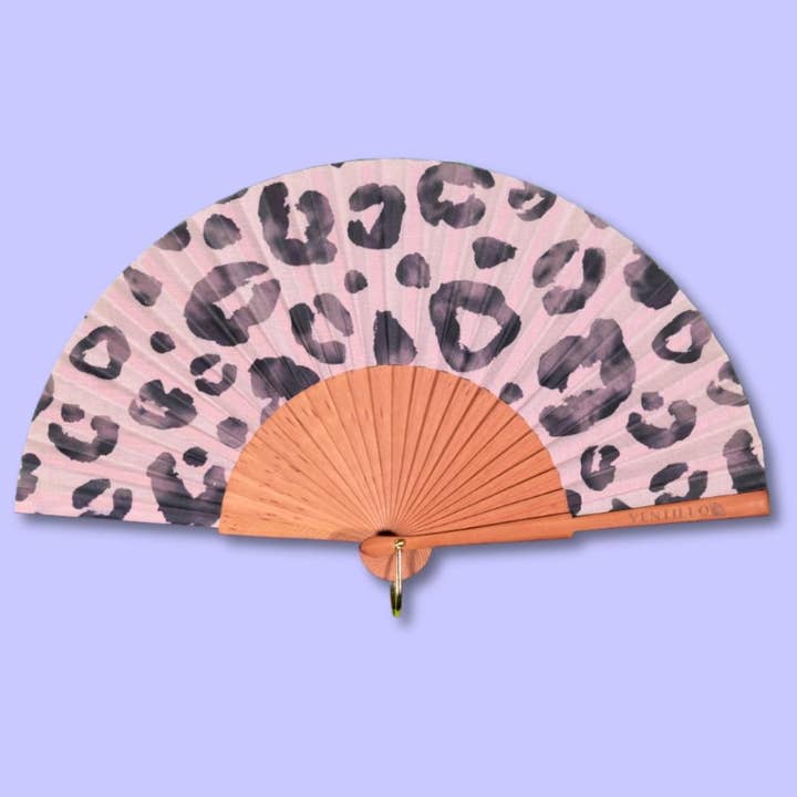 JolieJulie-MaLune-VentiLLo - Venta al por mayor Ventilador plegable de mano - Abanico 8 Leo rosa