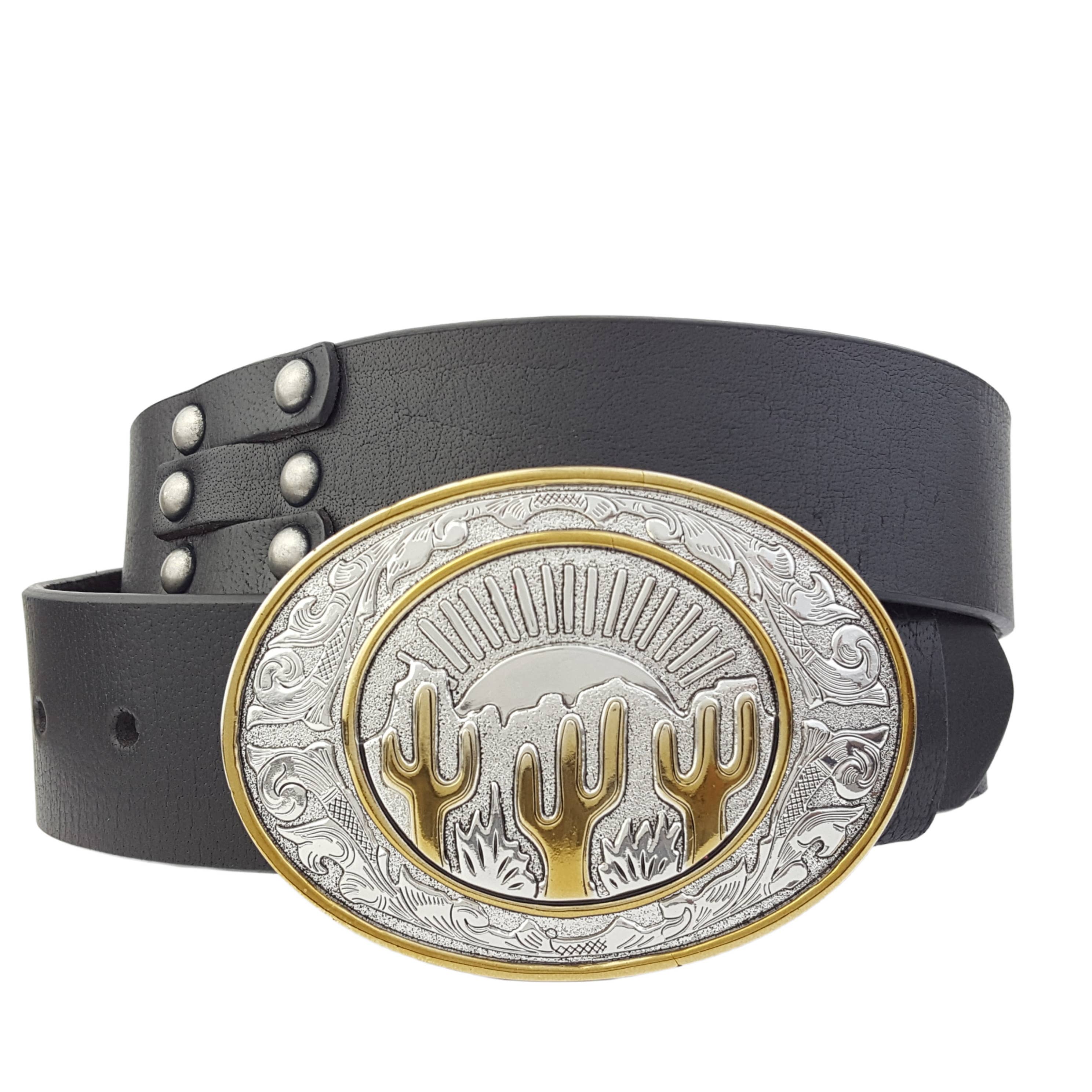 Axesoria West - Wholesale Belt - Women's - Genuine Studded Leather Belt w. Cactus Buckle1