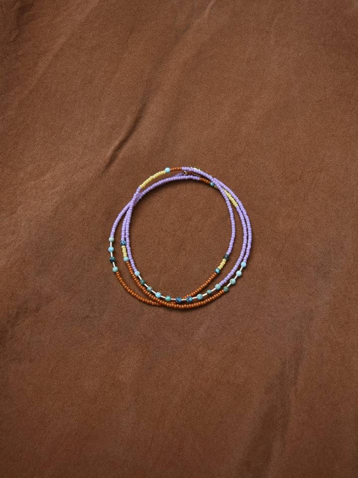Wrap Bracelet- in lilac with turquoise for wholesale by Freestone