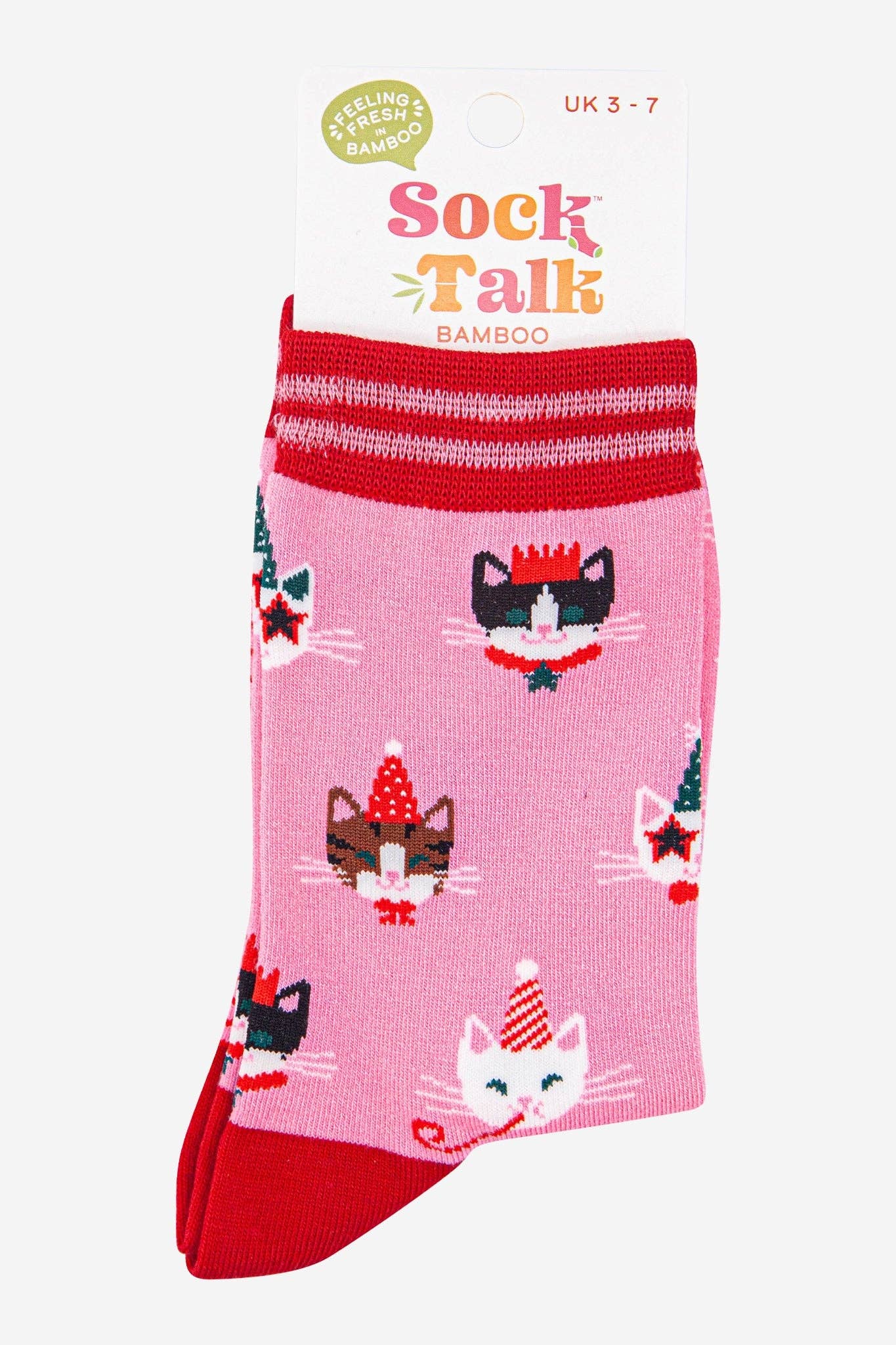 Sock Talk – wholesale Socks – Women's – Women's Bamboo Socks - Hot Pink/Red, Party Cats3