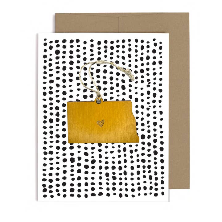 North Dakota Heart Ornament w/Card for wholesale by SnowMade