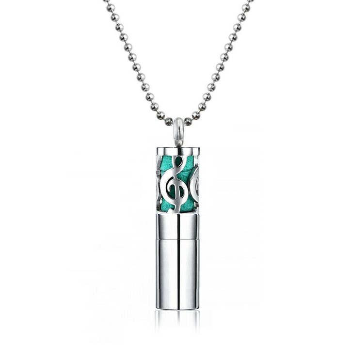 Music Note Cylinder Diffuser Necklace for wholesale by Zia Zensations Inc.