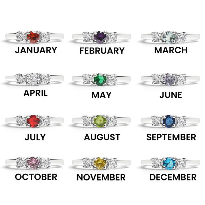 Stainless Steel Small Birthstone CZ Accent Stones Polished Ring for wholesale by WJW