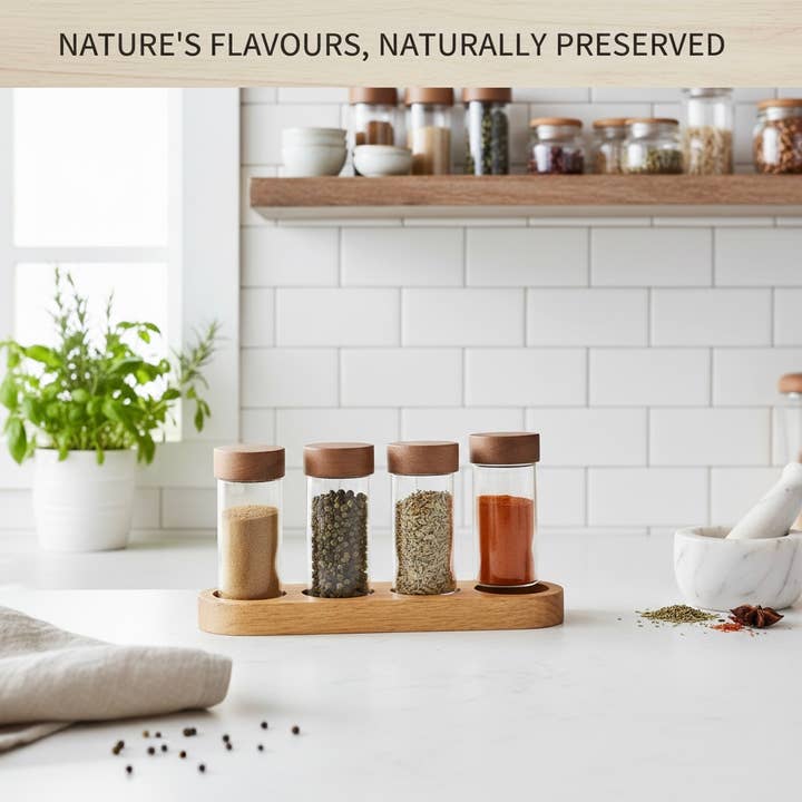 ALETA FARMS - Wholesale Jar - Spice Jar with Sifter, Round Glass, Bamboo lid, 120 ml (4oz)5