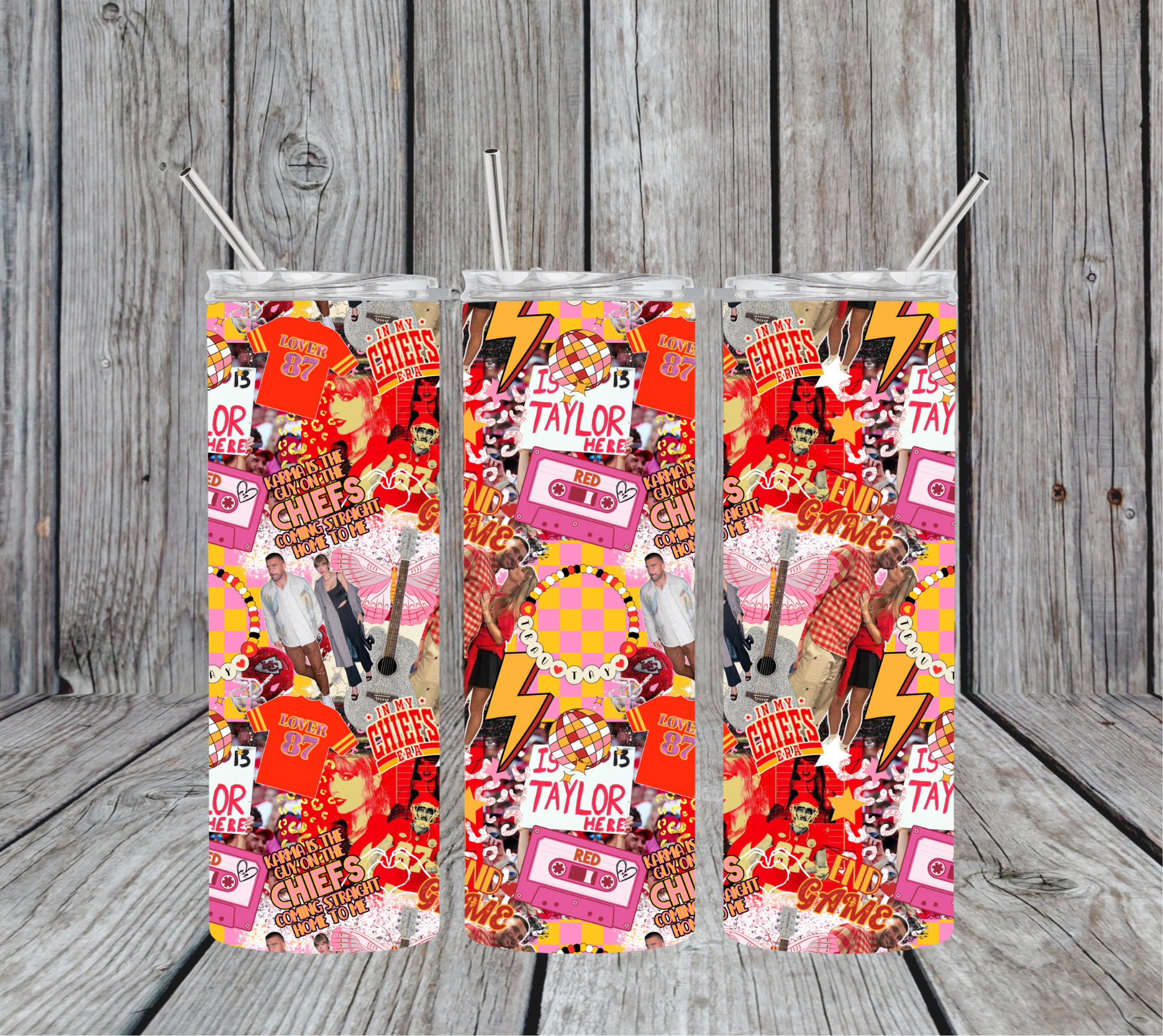 Dogwood Graphics & Design - Vendita all'ingrosso Bicchiere/tazza termica - Bicchiere sottile con collage Travis Kelce e Taylor Swift da 20 once0