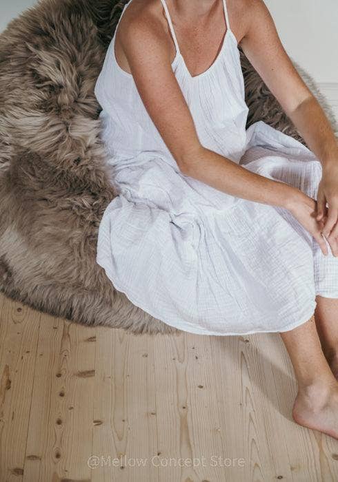 Mellow - Wholesale Pouf - Natural Sheepskin Pouf / Ottoman - Greige6